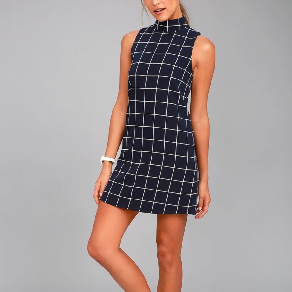 Lulus Navy Print Shift Dress NWT size M